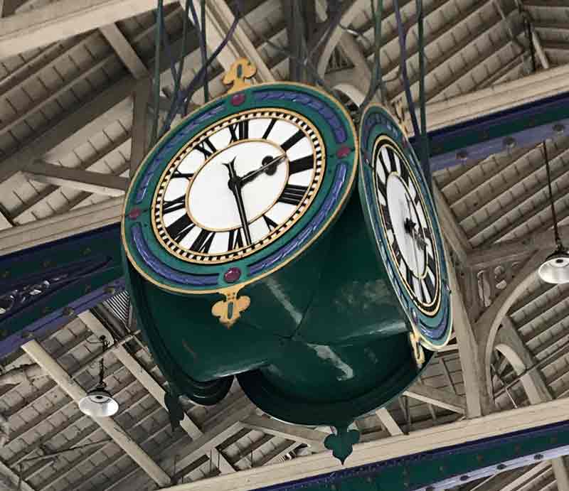 The clock at Smithfields Market dating from 1870.
